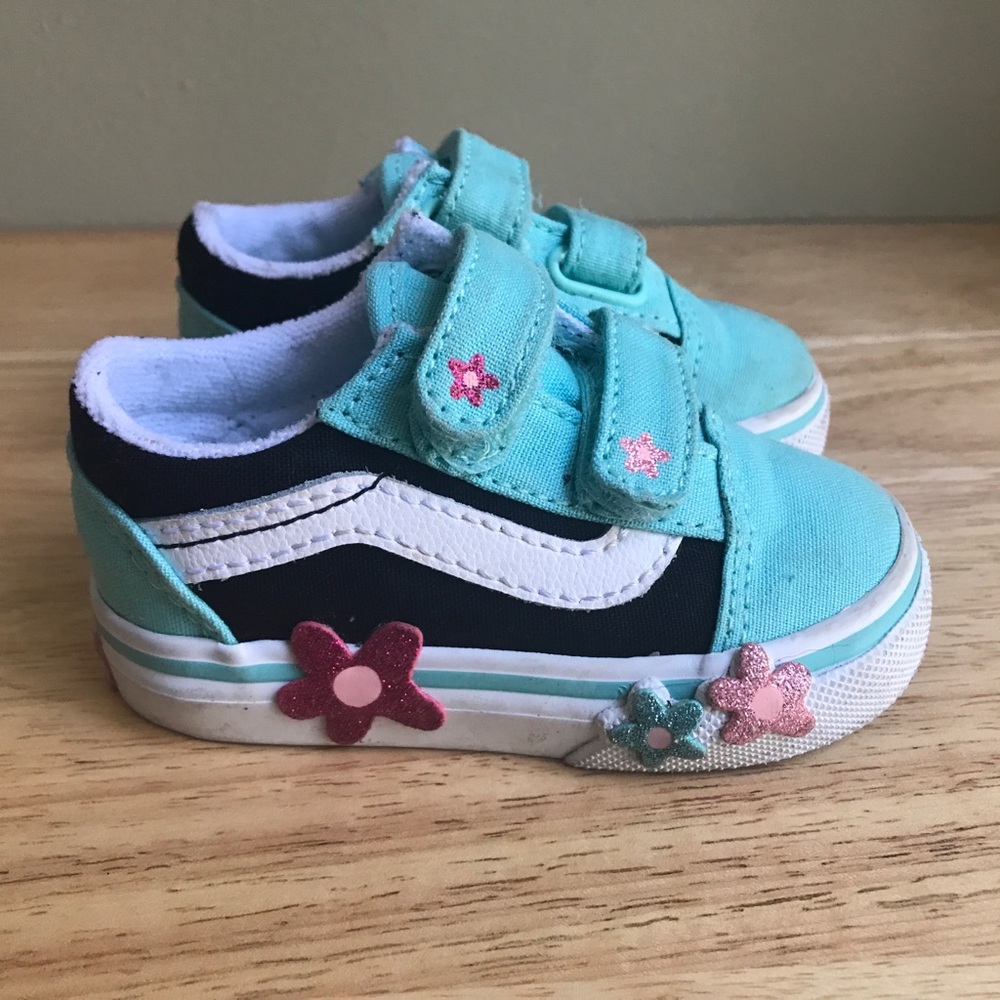 Vans Toddler Old Skool Velcro “Glitter Flower Power” Size: US 4 EUR 19 CM 10.5